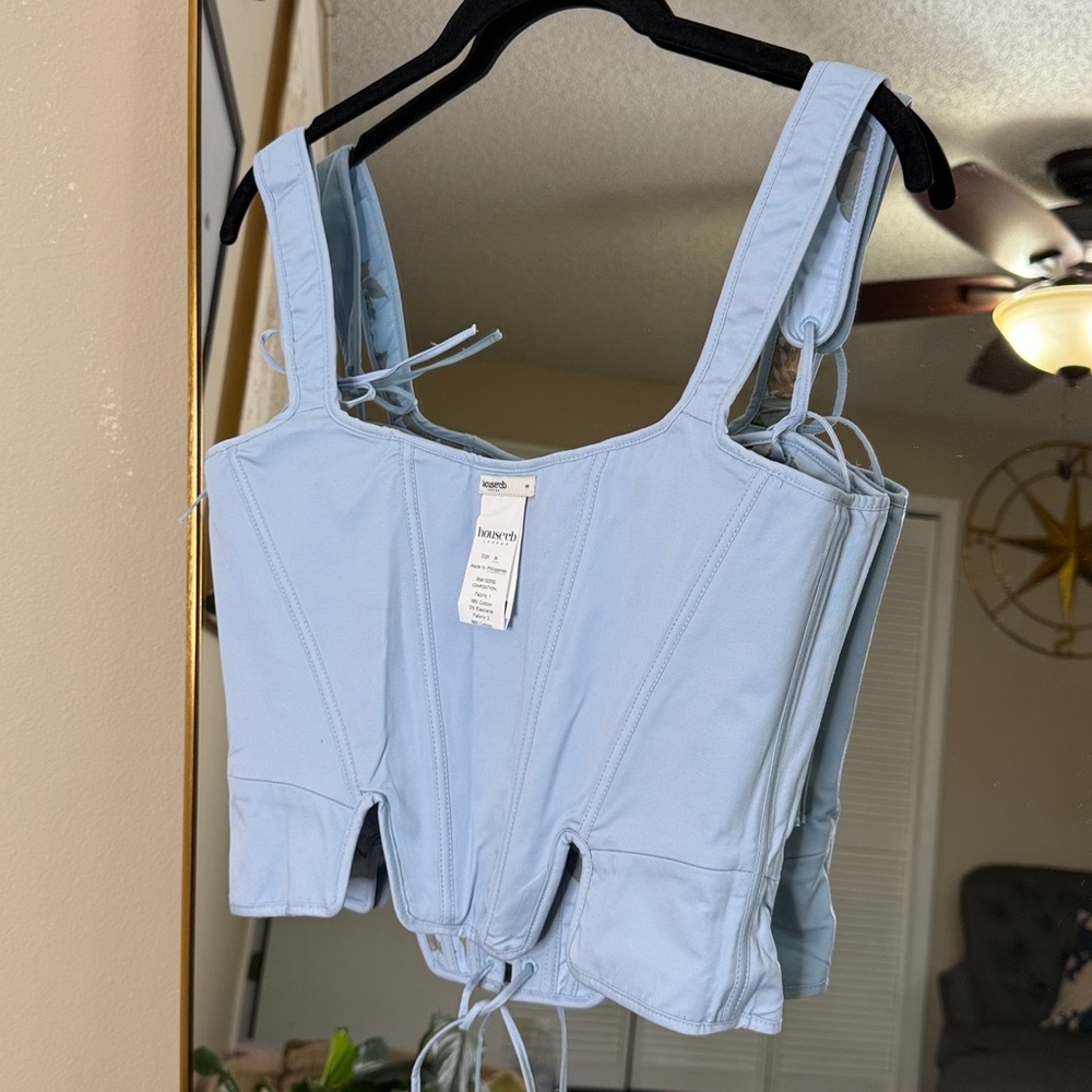 House of CB CALLIE Blue Rose Reversible Cotton Corset Top NWOT - Picture 8 of 8